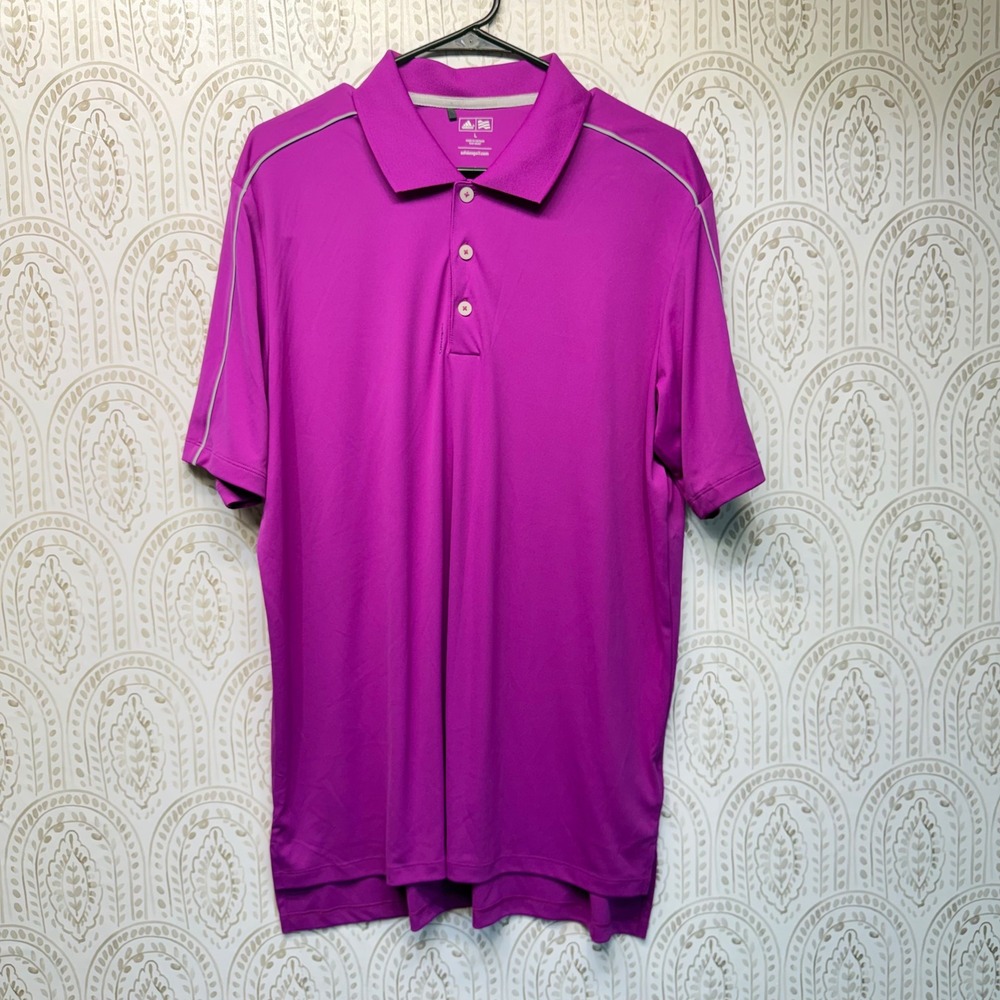 Adidas Golf Adizero Polo Mens Large Purple Performance Short Sleeve Active Shirt